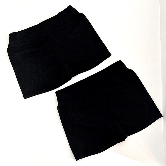 2 Pair Black Scrunch Booty Lift Yoga Dance Athletic Athleisure Active Shorts - Picture 1 of 5
